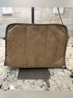 Palizzio EUC Vintage Taupe Snakekin & Leather Crossbody